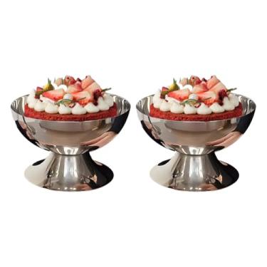 Imagem de Tomotato Tigela de sorvete, copo de sorvete de aço inoxidável de 200 ml, copos de sobremesa, tigela pequena fofa de sundae prateada (2, curta)