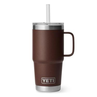 Imagem de Caneca de canudo YETI Rambler de 740 ml, com isolamento a vácuo, aço inoxidável, marrom pântano