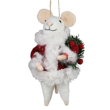 Imagem de HomArt Mouse com enfeite de guirlanda verde, feltro, 12 cm