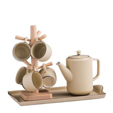 Imagem de Conjunto de chávenas de chá para servir de bebidas, conjunto de chaleira, casa, sala de estar, copo de água de cerâmica, conjunto de xícaras de café, copo de água, garrafa de água (amarelo)