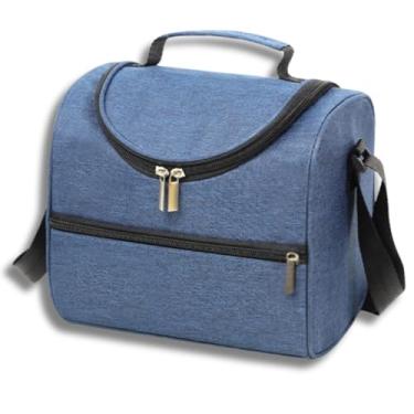 Imagem de Bolsa Térmica Grande com Alça Ajustável, Lancheira Fitness, Ideal para Marmitas Lanches Frutas Bebidas, para Levar no Trabalho Passeio Academia Escola Faculdade, Qualidade Premium (Azul)