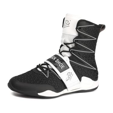 Imagem de B LUCK SHOE Tênis de boxe masculino de cano alto para academia, luta e treinamento esportivo LS308, Preto, 38