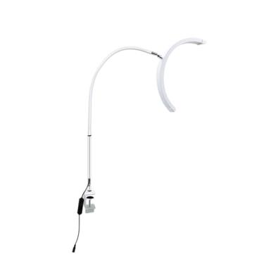 Imagem de Vroomoto Lâmpada de beleza de meia lua LED de 16 polegadas com grampo de mesa 20 W luz de preenchimento de cílios mangueira rotativa de 360°