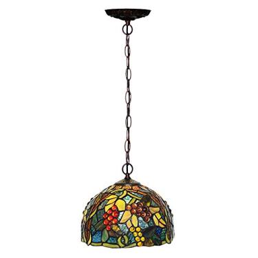 Imagem de Lustres mini vintage estilo Tiffany, luminárias de teto em vitral para sala de jantar, 1 lâmpada, pendente moderno ajustável para quarto, sala de estar e cozinha [Classe Energética A+], 2
