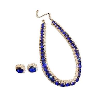 Imagem de Conjunto De Colar Choker De Cristal Verde Com Brincos Para Mulheres, J