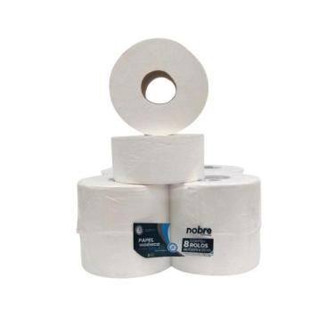 Imagem de Papel Higiênico Rolão Branco Folha Dupla Nobre Fardo C/8 Rolos 250 Met