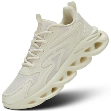 Imagem de Tênis feminino de caminhada, confortável, leve, respirável, esportivo, atlético, academia, treino, cross training, Bege, 40