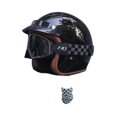 Imagem de Capacete De Motocicleta Vintage Certificado DOT 3/4 Jet Mask ORZ-058C,