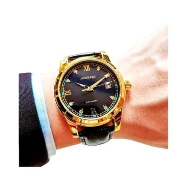 Imagem de Relógio Mecânico Masculino Com Pulseira De Couro, Mostrador De Data, C