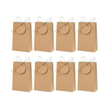 Imagem de Sacolas De Presente Retrô Em Papel Kraft Branco E Marrom Para DIY, Emb