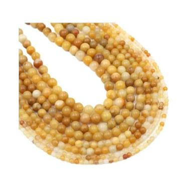 Imagem de Contas De Pedra Natural Jade Amarelo 4-10mm Cristal De Cura Solto Para