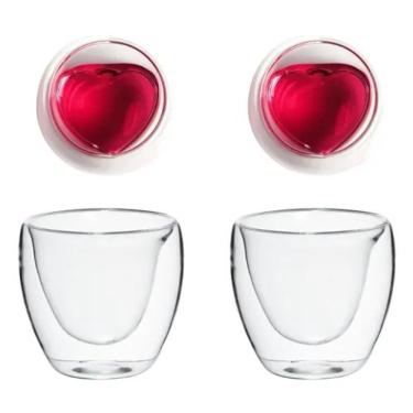 Imagem de Jogo de Copo Coração Parede Dupla 2 Peças 250 Ml - Mimo