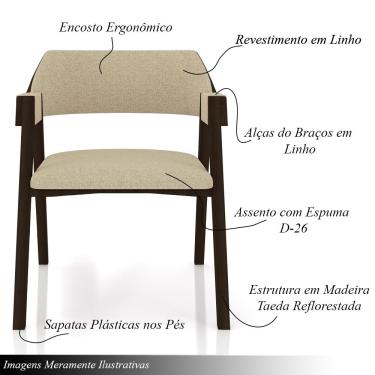 Imagem de Kit 5 Cadeiras Sala de Jantar e Jogos Carteados Madeira Maciça Poker Linho OffWhite/Capuccino G42 - Gran Belo