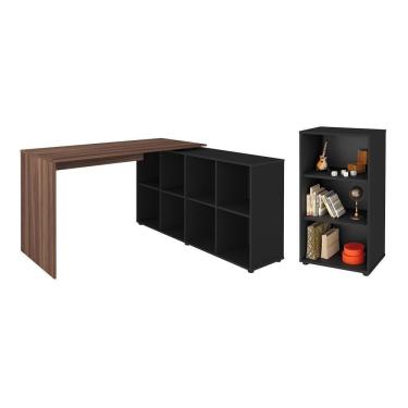 Imagem de Conjunto Escrivaninha E Estante Herne Ipê Preto