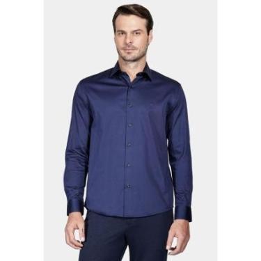 Imagem de Camisa Aramis Manga Longa Slim Cetim Com Elastano Marinho-Masculino
