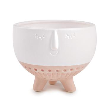 Imagem de Cachepot Em Ceramica Branco e Rose 12,5x16,5 cm M02 - D'Rossi