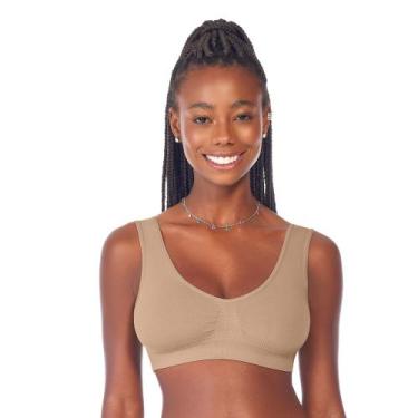 Imagem de Sutiã Top Anatômico com Alça Larga sem Costura Bege Zee Rucci, GG