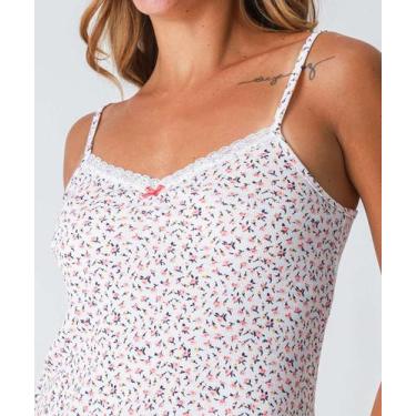 Imagem de Camisola Flores Canelada Alças Finas Marisa Off White-70059, Off white