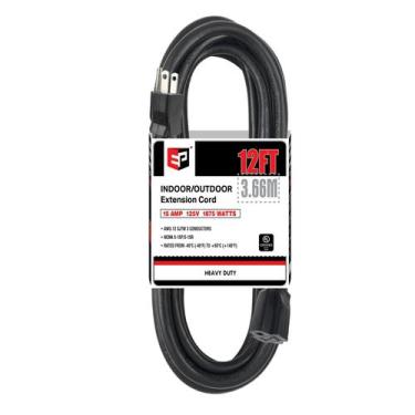 Imagem de Cabo de extensão externo EP 12 pés 12/3 SJTW Heavy Duty Black