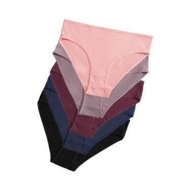 Imagem de Calcinhas De Algodão Listradas De Cintura Baixa Para Mulheres 5PCS Lin