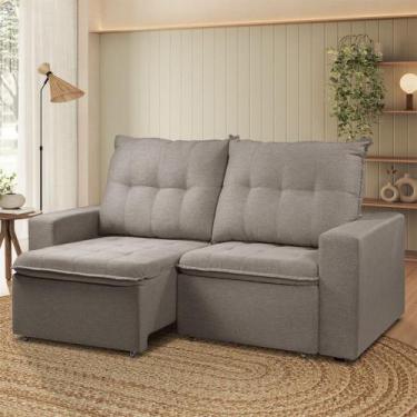 Imagem de Sofá Reclinavel Estofado Milano 200cm Veludo Carvalho - Star Confort, 