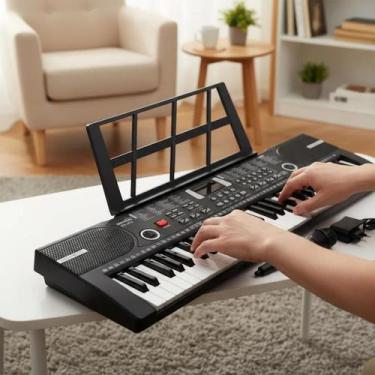 Imagem de Teclado Musical 61 Teclas Iniciante Bivolt 100 Tons E Ritmos - THUNDER