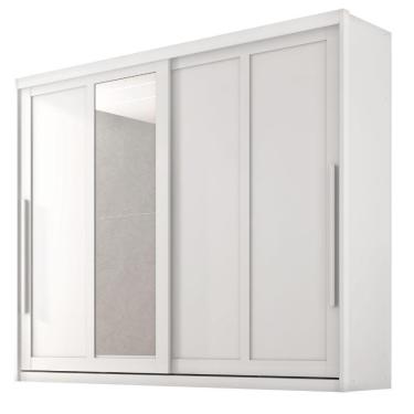 Imagem de Guarda Roupas Casal 2 Portas De Correr Com Espelho 100% Mdf 6 Gavetas Firenze Branco