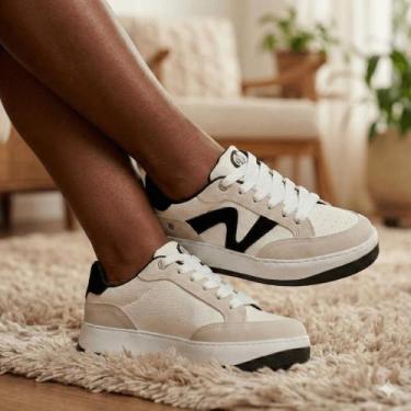 Imagem de Tênis Feminino Via Marte Nobuck Solado Caixa Preto/Branco, Preto, Bran