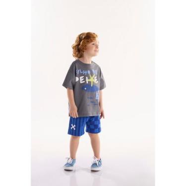 Imagem de Conjunto Infantil para Menino oMar com Camiseta e Bermuda Três e Já, C