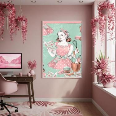 Imagem de Quadro Decor Mulher Confeiteira 70X50Cm Mold Branca - Quadros On-Line