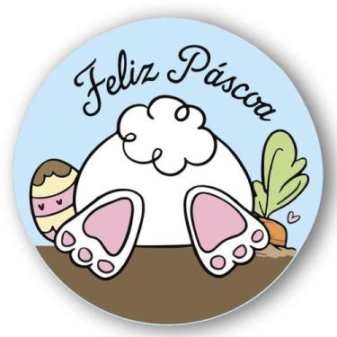 Imagem de Adesivo "Feliz Páscoa Rabinho" - Ref.2139 - Hot Stamping - 30 unidades