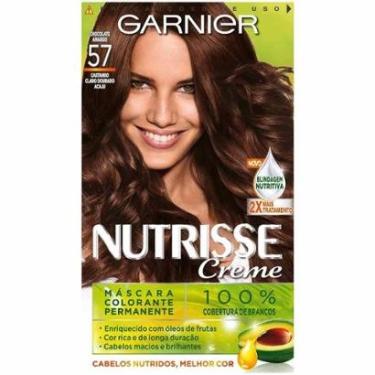 Imagem de Tintura Garnier Nutrisse 57 Chocolate Puro Castanho Claro Dourado Acaju-Unissex