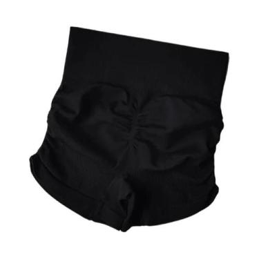 Imagem de Shorts De Yoga Femininos De Cintura Alta Com Efeito Levanta Bumbum E C