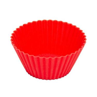 Imagem de 6 Formas Redondas para Cupcake 7cm x 3cm Vermelha Silicone - Lyor