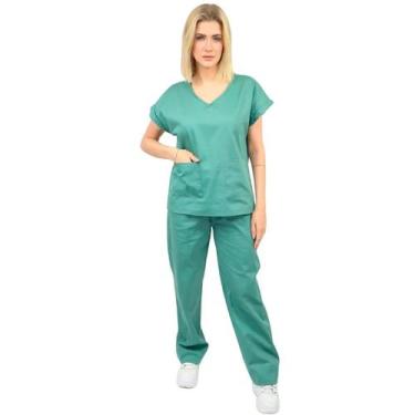 Imagem de Pijama Cirúrgico em Algodão Brim - DEMORGAN, Verde oliva, P