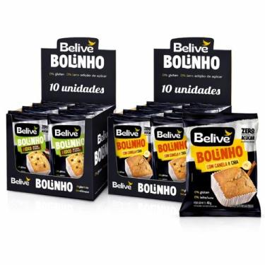 Imagem de Kit 20 Bolinho BELIVE Coco (10) Banana (10) sem Gluten 40g - GoodSoy