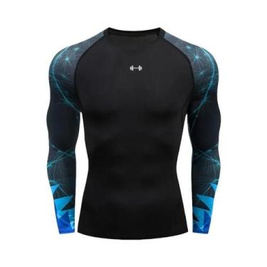 Imagem de Camiseta De Compressão Masculina De Manga Longa Para Academia, Dry Fit