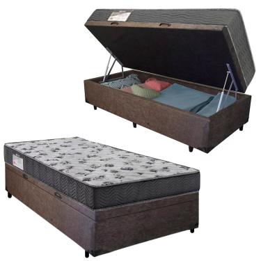 Imagem de Cama Box Baú Solteiro Suede + Colchão De Espuma D33 - SerenePrime - 88cm