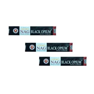 Imagem de KIT Com 3 Incensos Indiano Massala Golden Nag Varetas, Black Opium