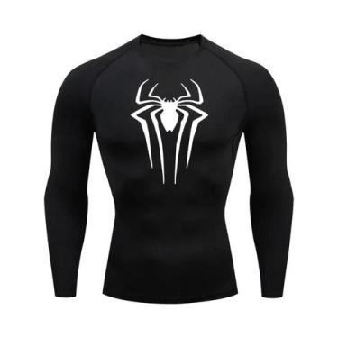 Imagem de Camiseta Masculina De Compressão De Manga Longa Com Estampa De Aranha,