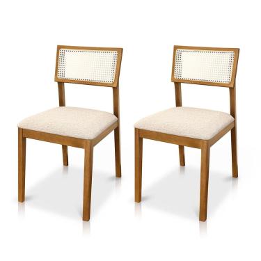 Imagem de Kit 02 Cadeiras de Jantar e Living Millie com Tela Natural Estofada Linho - Desk Design