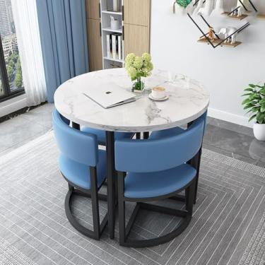 Imagem de Conjunto de mesa e cadeiras para sala de recepção para pequenos escritórios Mesa de recepção e cadeiras combinadas Mesa de negociação Vendas Lojas de escritório Reuniões Mesas redondas peque