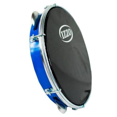Imagem de Pandeiro izzo 10 polegadas abs com pele preta 3440 azul