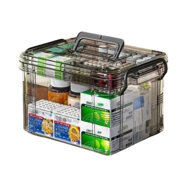 Imagem de Caixa Organizadora De Medicamentos Transparente E Reforçada Com Bandej