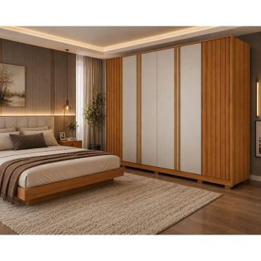 Imagem de Guarda roupa casal grande MDF ripado 6 portas Premium- Arbo