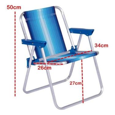 Imagem de Cadeira de Praia Infantil Azul Dobrável Fácil Transporte - MOR
