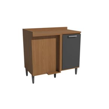Imagem de Armário de Cozinha Balcão de Canto 1 Porta 98cm com Tampo Linna Kappes