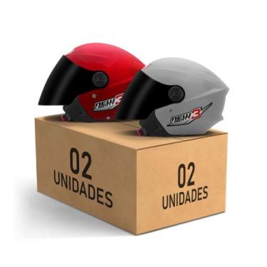 Imagem de Kit 2 Capacetes New Liberty 3 Aberto Viseira Fumê Pro Tork Masculino F