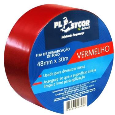 Imagem de Fita De Demarcação 48mm X 30 Metros Vermelho - - Plastcor Fita Demarca