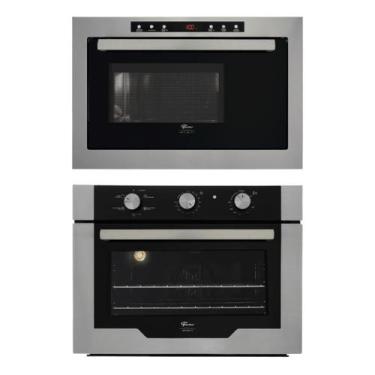 Imagem de Kit Infinity Fischer: Micro-ondas Inox Grill e Forno com Air Fryer 50L